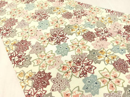 平和屋着物●九寸名古屋帯　型染め　舞桜　正絹　逸品　CABK4515vp