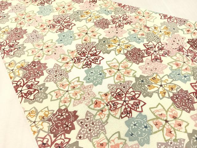 平和屋着物●九寸名古屋帯　型染め　舞桜　正絹　逸品　CABK4515vp
