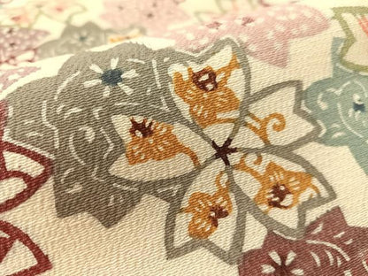 平和屋着物●九寸名古屋帯　型染め　舞桜　正絹　逸品　CABK4515vp