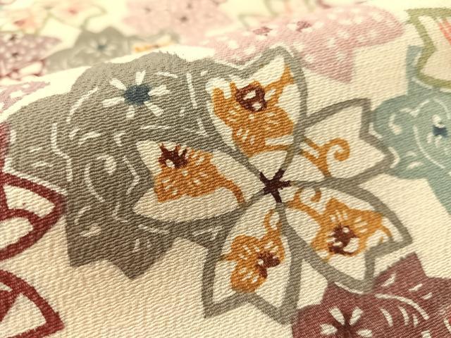 平和屋着物●九寸名古屋帯　型染め　舞桜　正絹　逸品　CABK4515vp