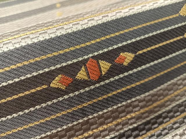 平和屋着物●本場筑前博多織　八寸名古屋帯　幾何学文様　正絹　逸品　CABK4519vp