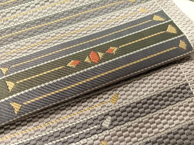 平和屋着物●本場筑前博多織　八寸名古屋帯　幾何学文様　正絹　逸品　CABK4519vp