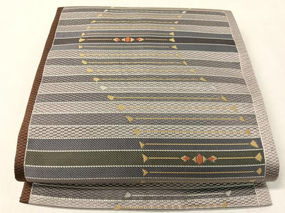 平和屋着物●本場筑前博多織　八寸名古屋帯　幾何学文様　正絹　逸品　CABK4519vp