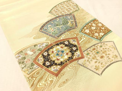 平和屋着物●中国三大刺繍　蘇州刺繍　雲娥導　総刺繍　太鼓柄袋帯　地紙花鳥文　金糸　正絹　逸品　CABK4525vp