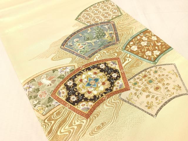 平和屋着物●中国三大刺繍　蘇州刺繍　雲娥導　総刺繍　太鼓柄袋帯　地紙花鳥文　金糸　正絹　逸品　CABK4525vp