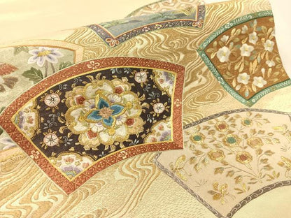 平和屋着物●中国三大刺繍　蘇州刺繍　雲娥導　総刺繍　太鼓柄袋帯　地紙花鳥文　金糸　正絹　逸品　CABK4525vp