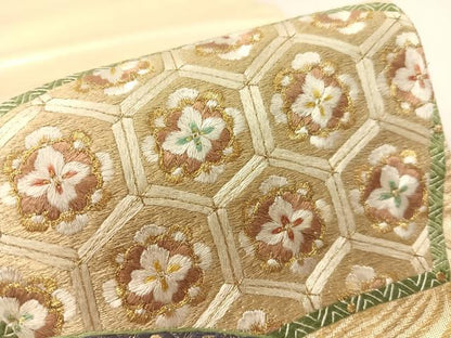 平和屋着物●中国三大刺繍　蘇州刺繍　雲娥導　総刺繍　太鼓柄袋帯　地紙花鳥文　金糸　正絹　逸品　CABK4525vp