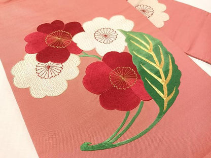 平和屋着物●アンティーク　大正ロマン　九寸名古屋帯　総手刺繍　駒刺繍　草花文　正絹　逸品　CABK4528vp