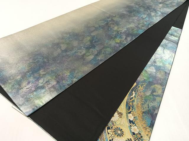 平和屋着物●太鼓柄袋帯　螺鈿箔　流水花文　金銀彩　引箔　やまと誂製　正絹　逸品　CABK4530vp