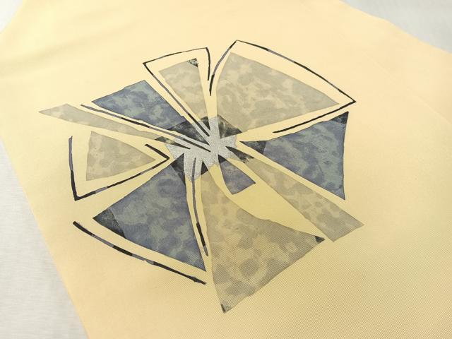 平和屋着物●塩瀬　九寸名古屋帯　作家物　ろうけつ染　抽象文様　銀彩　正絹　逸品　CABK4532vp