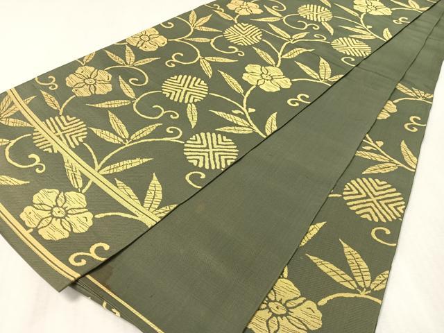 平和屋着物●六通柄　本袋帯　笹蔓花文　正絹　逸品　CABK4538vp