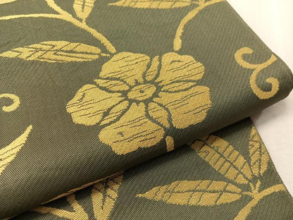 平和屋着物●六通柄　本袋帯　笹蔓花文　正絹　逸品　CABK4538vp