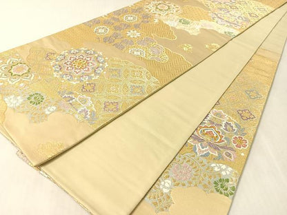 平和屋着物●六通柄袋帯　唐織　雲取り正倉院花文　金糸　正絹　逸品　CABK4540vp
