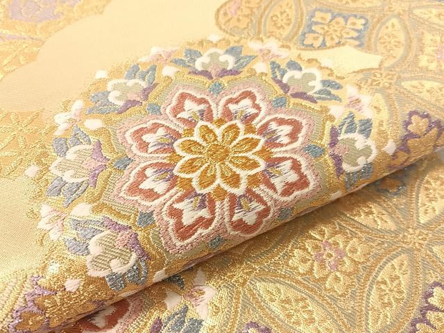 平和屋着物●六通柄袋帯　唐織　雲取り正倉院花文　金糸　正絹　逸品　CABK4540vp