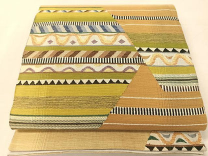 平和屋着物●両面　六通柄袋帯　すくい織　唐草文　正絹　逸品　CABK4542vp