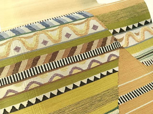 平和屋着物●両面　六通柄袋帯　すくい織　唐草文　正絹　逸品　CABK4542vp