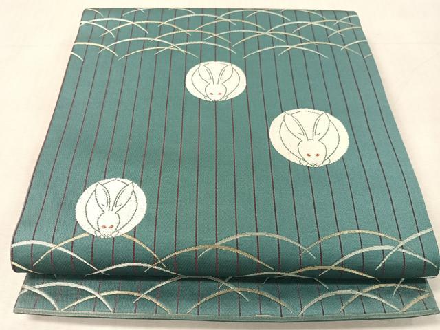 平和屋着物●六通柄袋帯　丸兎　金銀糸　正絹　逸品　CABK4549vp