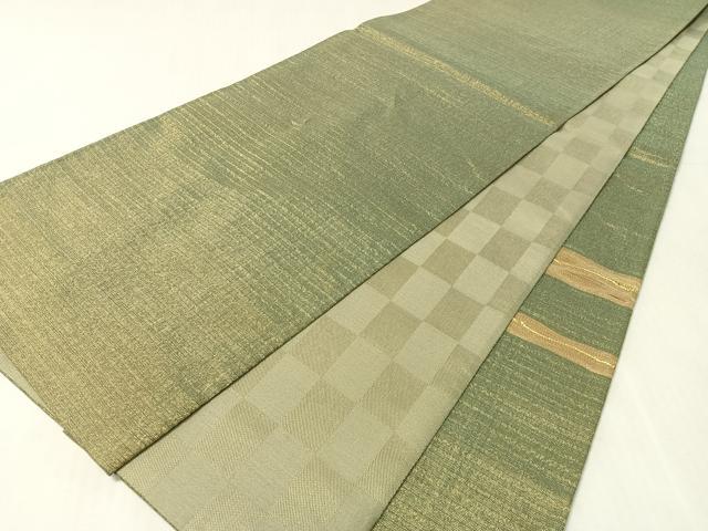 平和屋着物●太鼓柄袋帯　よろけ縞　金糸　正絹　逸品　CABK4550vp