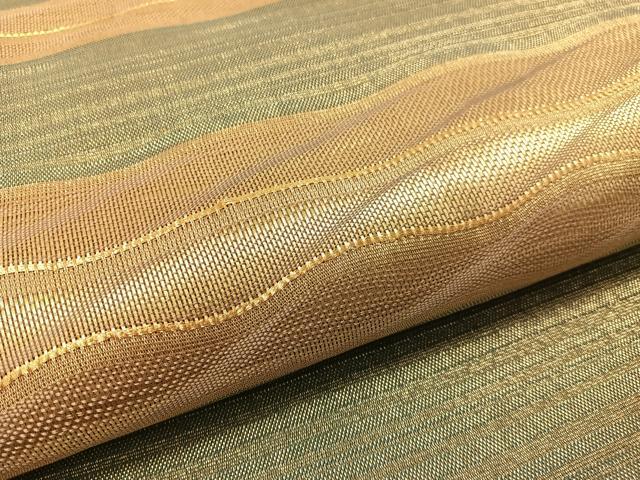 平和屋着物●太鼓柄袋帯　よろけ縞　金糸　正絹　逸品　CABK4550vp