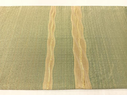 平和屋着物●太鼓柄袋帯　よろけ縞　金糸　正絹　逸品　CABK4550vp