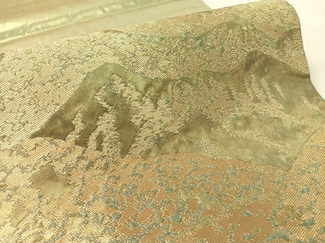 平和屋着物●近代日本画の巨匠　横山大観　じゅらく謹製　太鼓柄袋帯　暁山雲　金銀糸　引箔　正絹　逸品　CABK4551vp