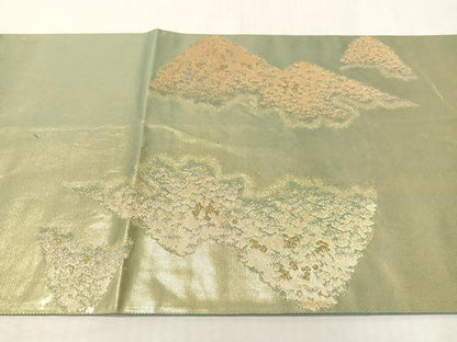 平和屋着物●近代日本画の巨匠　横山大観　じゅらく謹製　太鼓柄袋帯　暁山雲　金銀糸　引箔　正絹　逸品　CABK4551vp