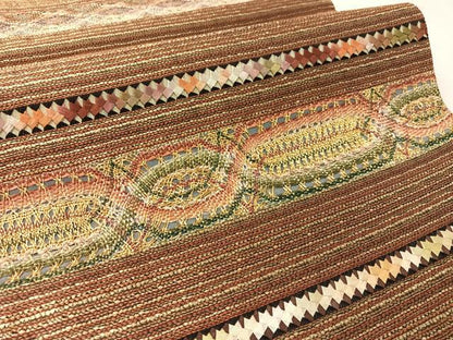 平和屋着物●六通柄袋帯　リボン織　横段文　金糸　正絹　逸品　CABK4553vp