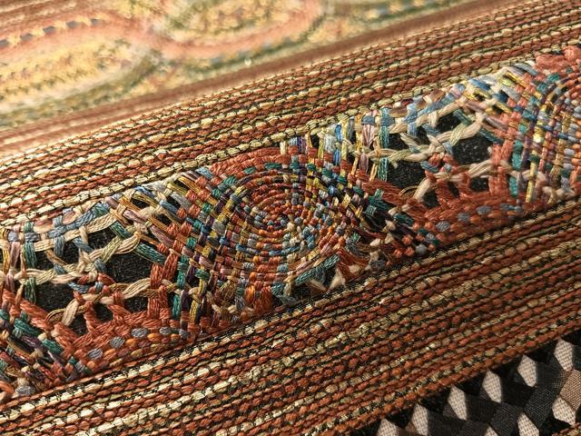 平和屋着物●六通柄袋帯　リボン織　横段文　金糸　正絹　逸品　CABK4553vp