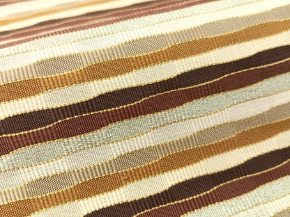 平和屋着物●八寸名古屋帯　綴れ　めがね織　よろけ縞　銀糸　正絹　逸品　未使用　CABK4555vp