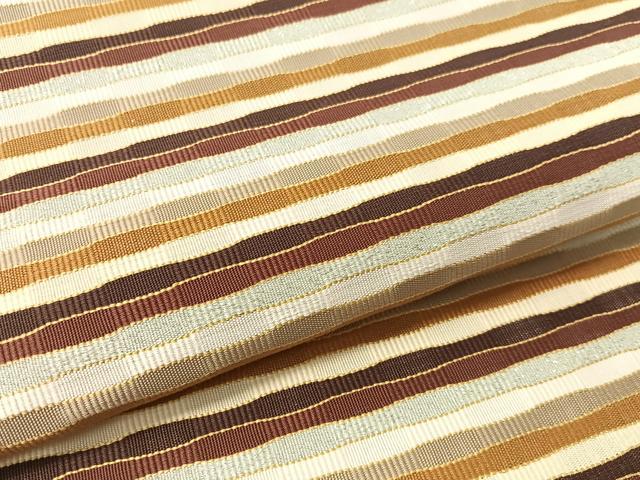 平和屋着物●八寸名古屋帯　綴れ　めがね織　よろけ縞　銀糸　正絹　逸品　未使用　CABK4555vp