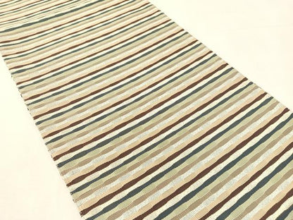 平和屋着物●八寸名古屋帯　綴れ　めがね織　よろ縞　金糸　正絹　逸品　未使用　CABK4556vp