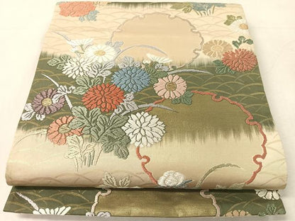 平和屋着物●六通柄袋帯　唐織　雪輪花文　金糸　正絹　逸品　CABK4559vp