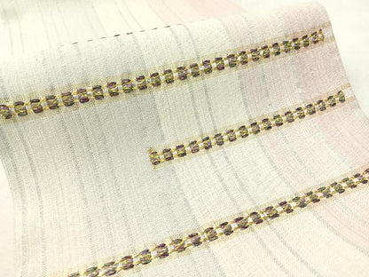 平和屋着物●太鼓柄袋帯　横段文　銀通し地　正絹　逸品　CABK4582vp