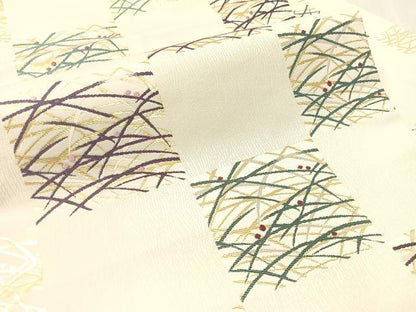 平和屋着物●九寸名古屋帯　市松梅雨芝文　金銀糸　正絹　逸品　CABK4583vp
