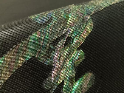 平和屋着物●螺鈿工芸作家　佐野正喜　太鼓柄袋帯　幸　黒地　正絹　逸品　CABK4590vp