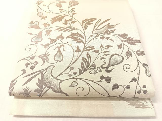 平和屋着物六通柄袋帯　跳兎　花唐草文　金銀糸　正絹　逸品　CABK4593vp