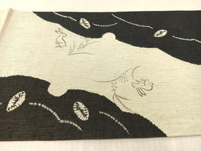 平和屋着物●西陣 京都友禅作家集団 名門 倉染匠 一乃倉 両面 六通柄袋帯 絞り ぜんまい紬 和紙  跳兎 金通地 証紙付 逸品未使用CABK4596vp