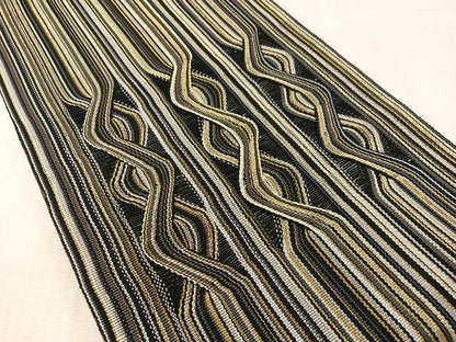 平和屋着物●ひなや工房　くむ・あむ・おる　伊豆蔵明彦　組織　太鼓柄袋帯　幾何学文様　金糸　正絹　逸品　CABK4597vp