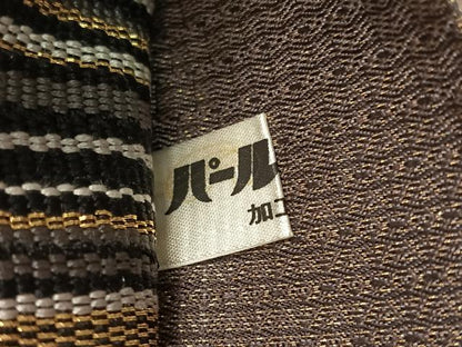 平和屋着物●ひなや工房　くむ・あむ・おる　伊豆蔵明彦　組織　太鼓柄袋帯　幾何学文様　金糸　正絹　逸品　CABK4597vp