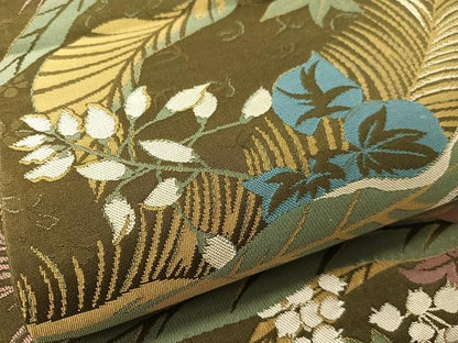 平和屋着物●二代目清次郎　手描き　六通柄袋帯　草花文　正絹　逸品　未使用　CABK4604vp