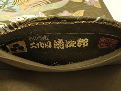 平和屋着物●二代目清次郎　手描き　六通柄袋帯　草花文　正絹　逸品　未使用　CABK4604vp