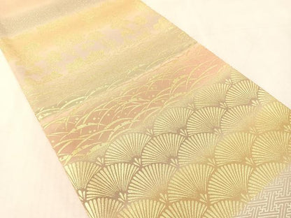 平和屋着物●全通柄袋帯　横段吉祥文　金銀彩　正絹　逸品　CABK4606vp