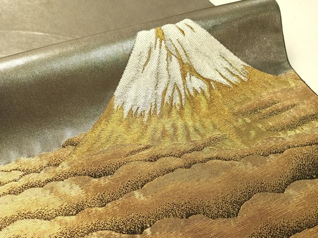 平和屋着物●近代日本画の巨匠　横山大観　じゅらく謹製　太鼓柄袋帯　朝陽霊峰　金銀彩　引箔　正絹　逸品　CABK4611vp