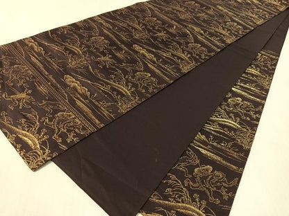 平和屋着物●西陣　服部織物謹製　六通柄袋帯　高台寺蒔絵文　本金箔24K　正絹　逸品　CABK4615vp