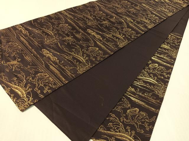 平和屋着物●西陣　服部織物謹製　六通柄袋帯　高台寺蒔絵文　本金箔24K　正絹　逸品　CABK4615vp