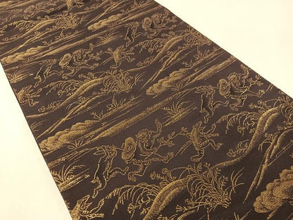 平和屋着物●西陣　服部織物謹製　六通柄袋帯　高台寺蒔絵文　本金箔24K　正絹　逸品　CABK4615vp