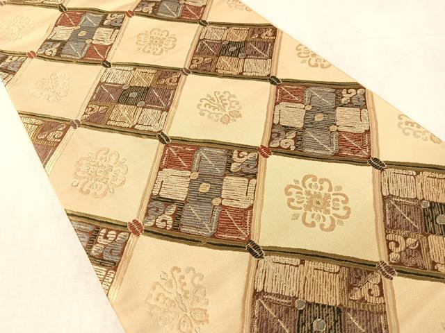 平和屋着物●六通柄袋帯　唐織　菱花文　金糸　正絹　逸品　CABK4616vp