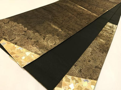 平和屋着物●金彩友禅作家　金彩の魔術師　堀省平　金煌織　太鼓柄袋帯　色紙重ね葡萄文　引箔　正絹　逸品　CABK4617vp