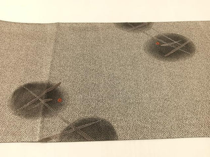 平和屋着物●中国三大刺繍　相良刺繍　両面　太鼓柄袋帯　抽象文様　正絹　逸品　未使用　CABK4621vp