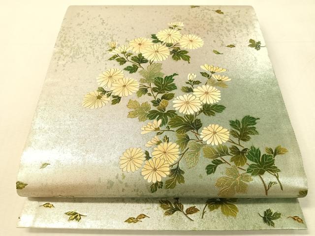 平和屋着物●漆工芸作家　金森一博　六通柄袋帯　菊花文　金銀彩　引箔　正絹　逸品　CABK4622vp